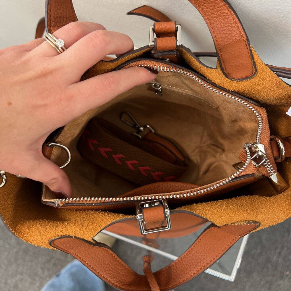 Brown Pebbled Leather Layered Purse