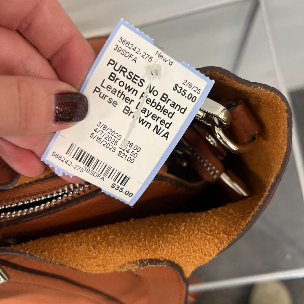 Brown Pebbled Leather Layered Purse