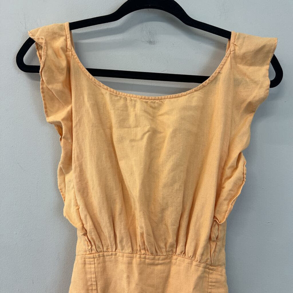 Free People Orange Ruffle Short Sleeve Open Back Mini Dress Small