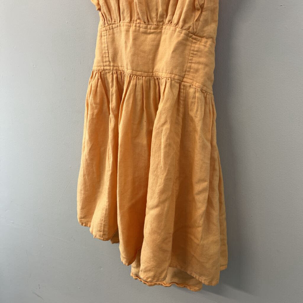 Free People Orange Ruffle Short Sleeve Open Back Mini Dress Small