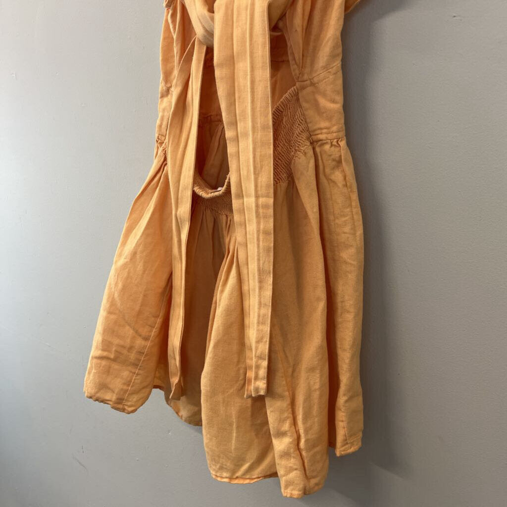 Free People Orange Ruffle Short Sleeve Open Back Mini Dress Small