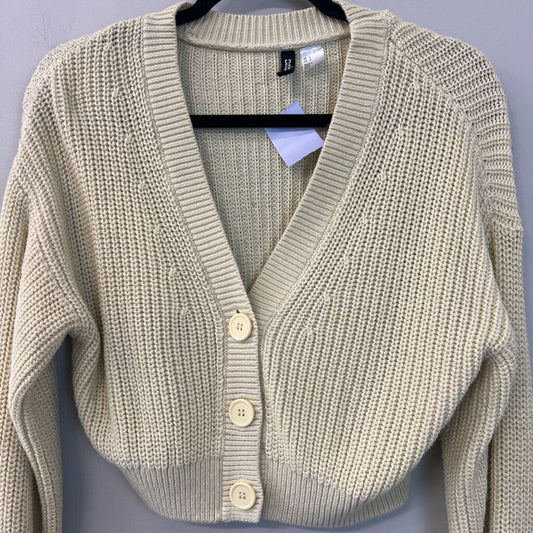 Divided Light Yellow Knit Cropped Cardigan Sweater Small