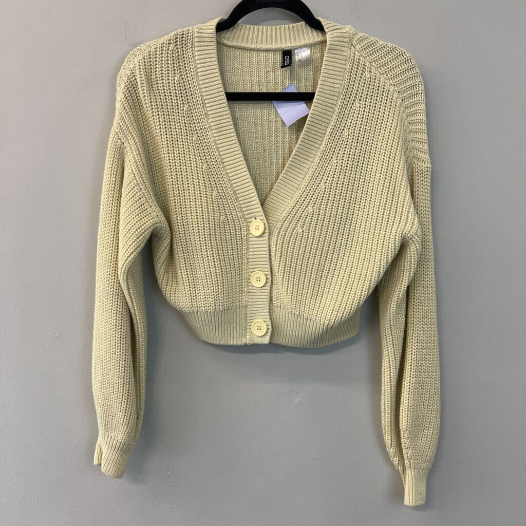 Divided Light Yellow Knit Cropped Cardigan Sweater Small