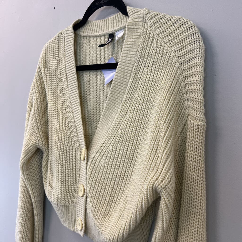 Divided Light Yellow Knit Cropped Cardigan Sweater Small