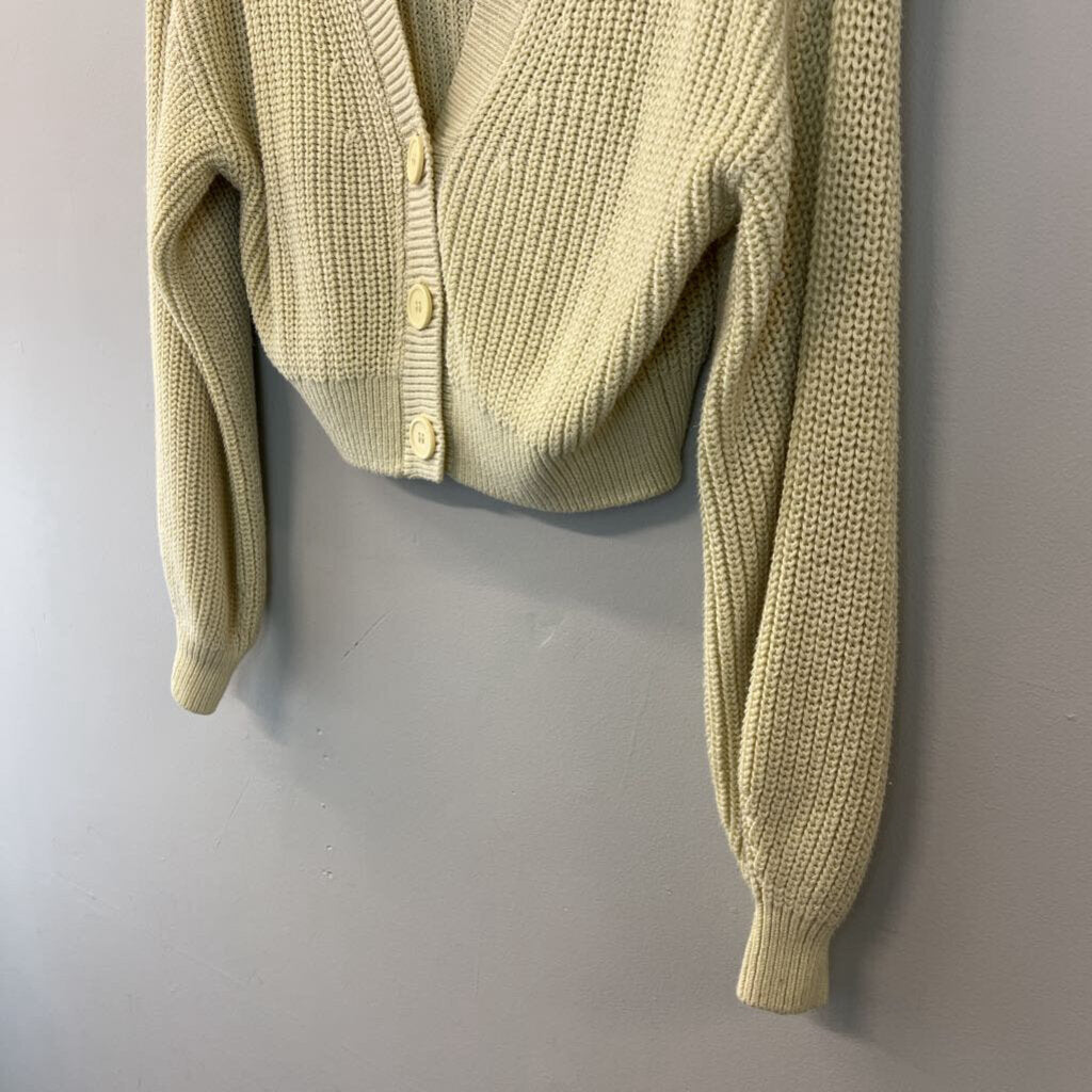 Divided Light Yellow Knit Cropped Cardigan Sweater Small