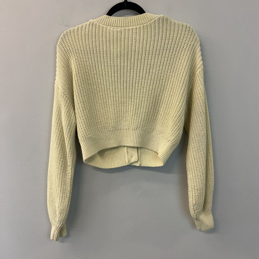 Divided Light Yellow Knit Cropped Cardigan Sweater Small