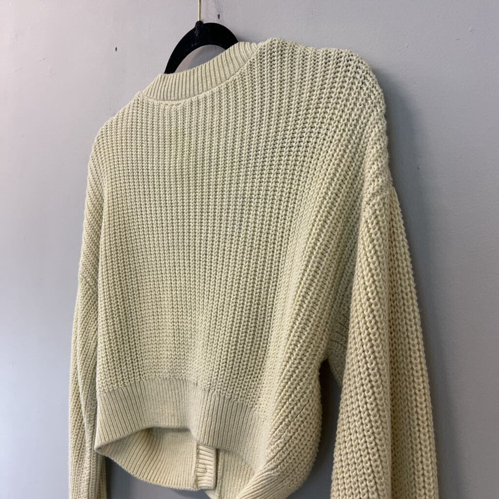 Divided Light Yellow Knit Cropped Cardigan Sweater Small