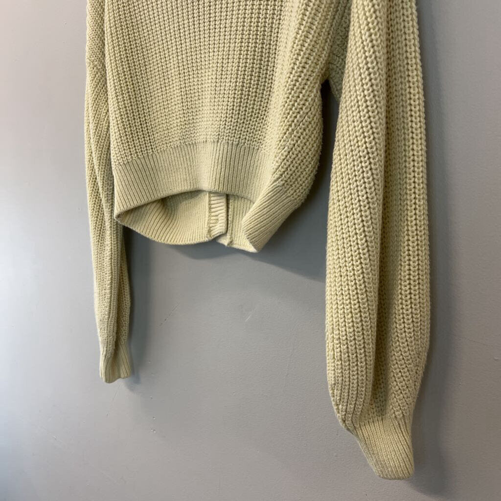 Divided Light Yellow Knit Cropped Cardigan Sweater Small