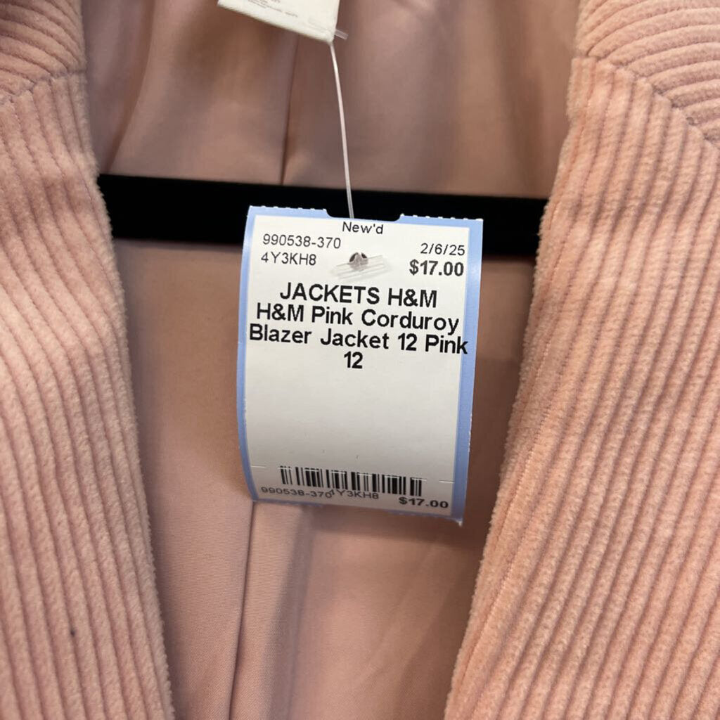 H&M Pink Corduroy Blazer Jacket 12