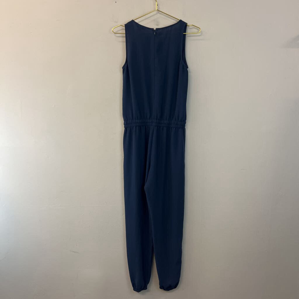 Cabi Navy Sleeveless Tie Waist Jumpsuit Extra Small