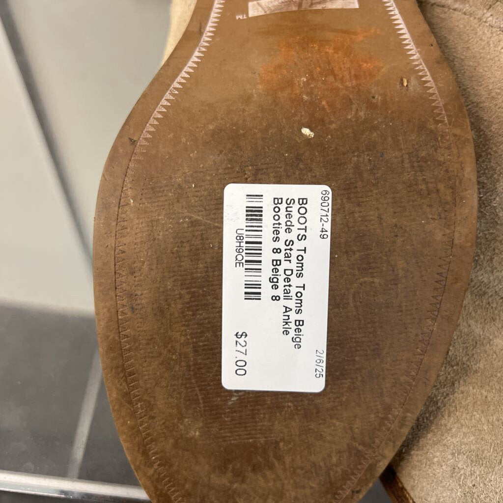 Toms Beige Suede Star Detail Ankle Booties 8