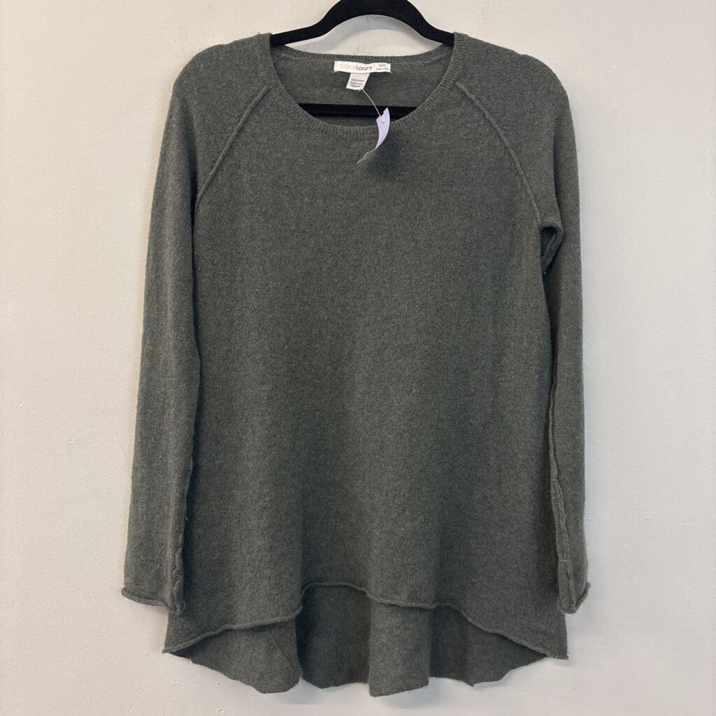 Subtle Luxury Green 100% Cashmere Long Sleeve Sweater Top Extra Small/ Small