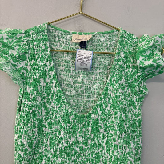 Universal Thread Green/ White Print Short Sleeve Dress Small