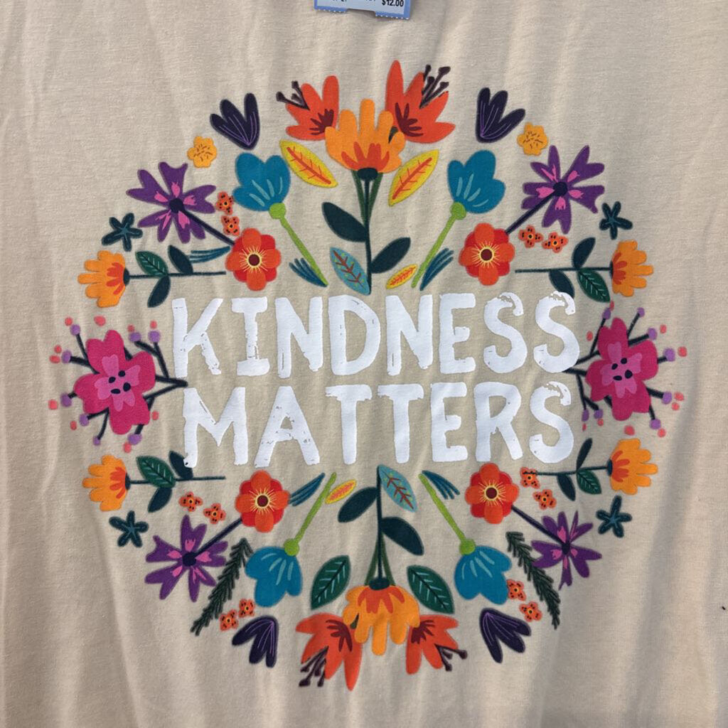 Beige/ Multi Kindness Matters Short Sleeve Graphic Tee Medium