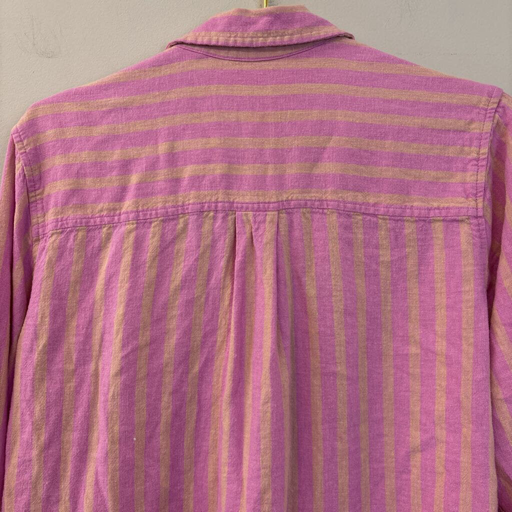 Universal Thread Pink Striped Long Sleeve Button Down Top Small