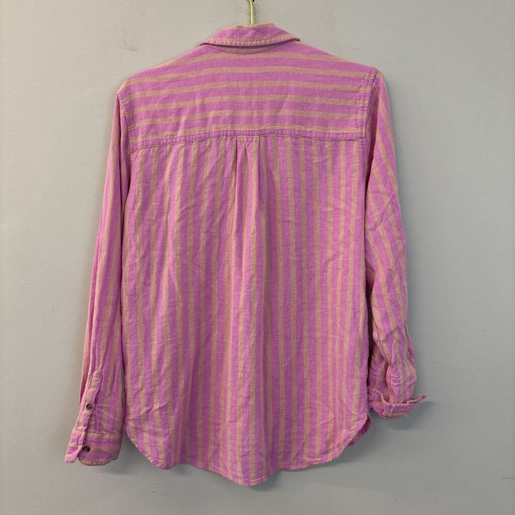 Universal Thread Pink Striped Long Sleeve Button Down Top Small