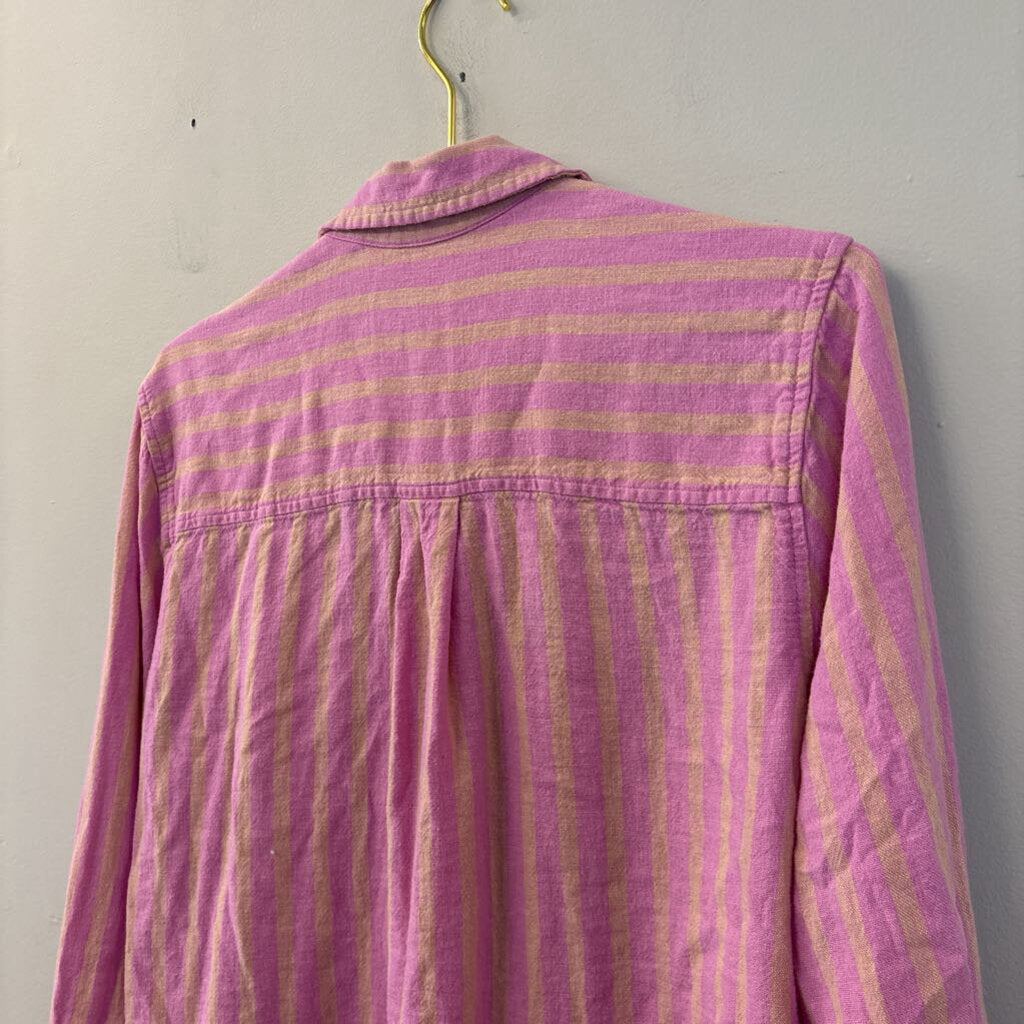 Universal Thread Pink Striped Long Sleeve Button Down Top Small