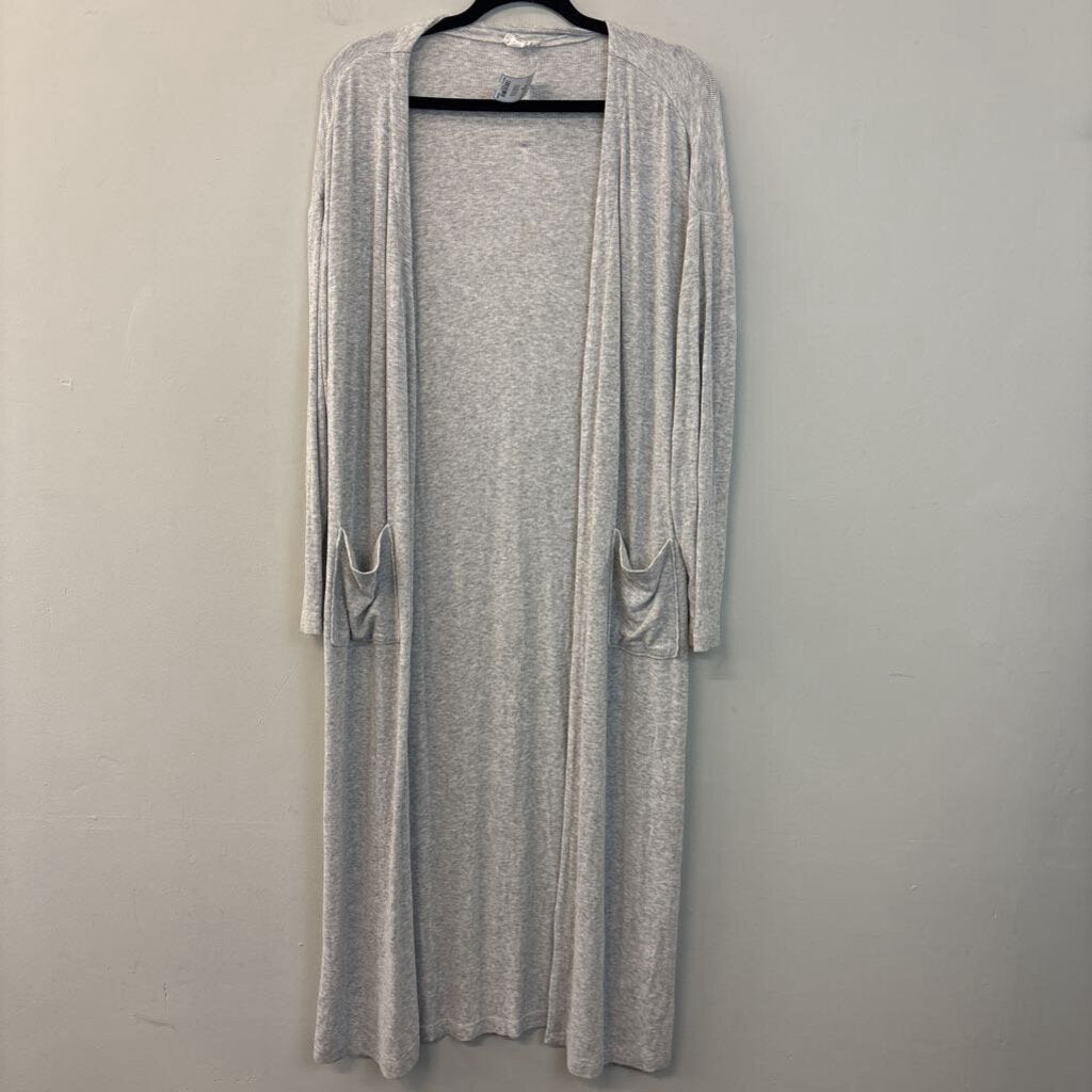 Tribal Grey Ribbed Open Front Long Sleeve Duster Medium