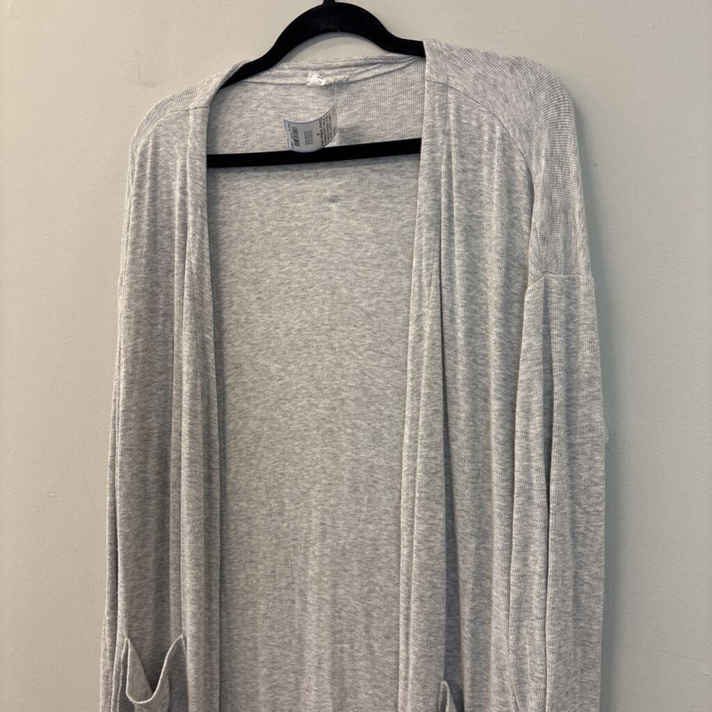 Tribal Grey Ribbed Open Front Long Sleeve Duster Medium