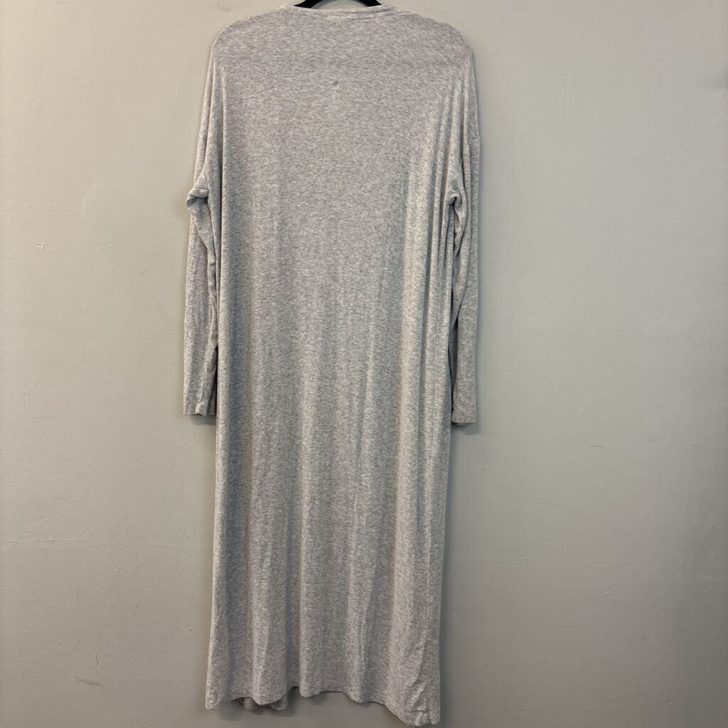 Tribal Grey Ribbed Open Front Long Sleeve Duster Medium