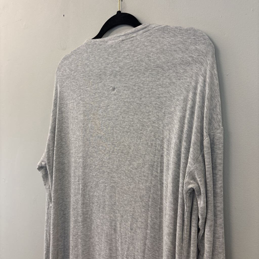 Tribal Grey Ribbed Open Front Long Sleeve Duster Medium