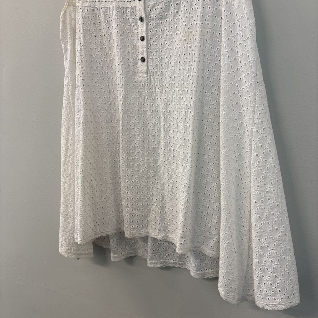 Aratta Silent Journey White Eyelet Lace Sleeveless Top Medium