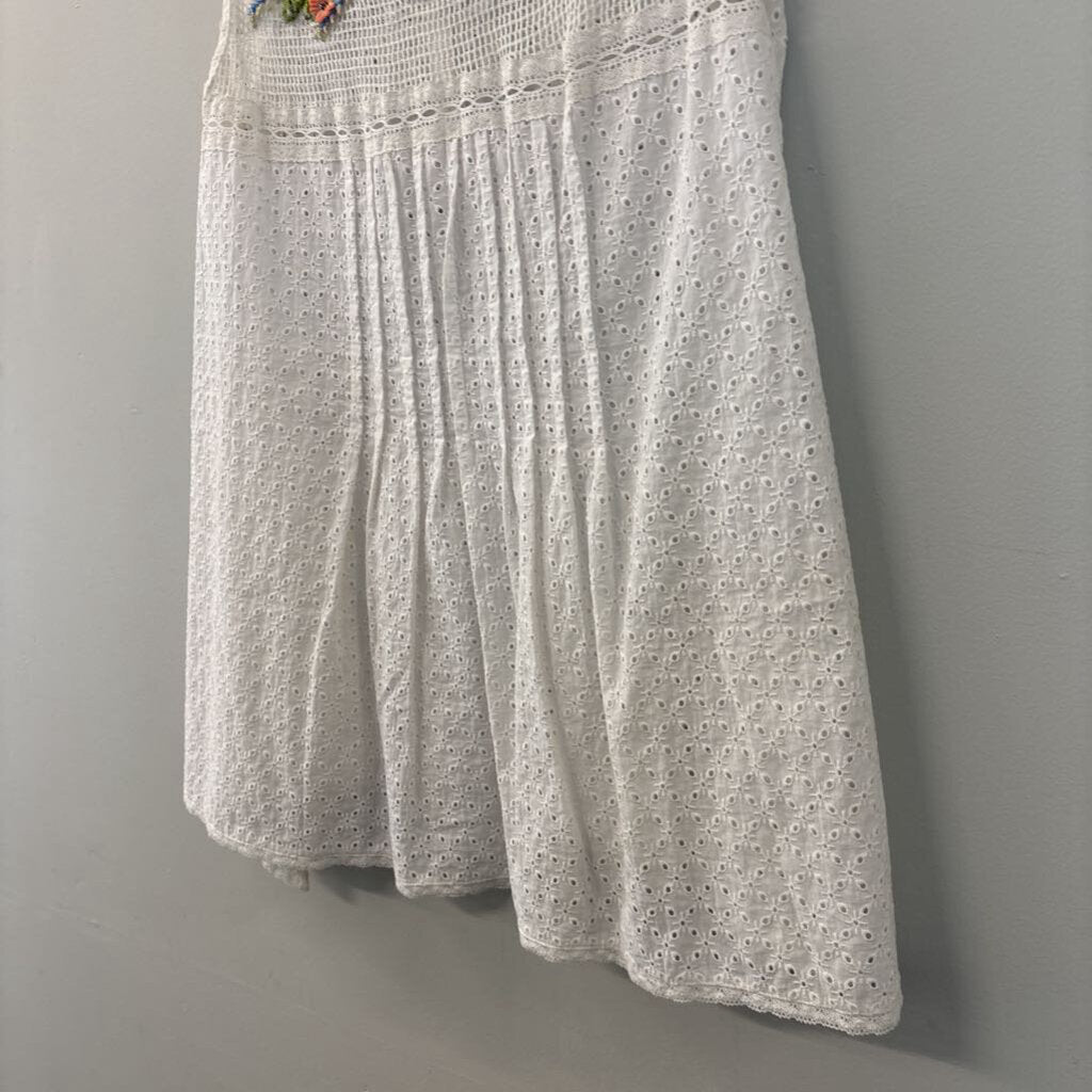 Aratta Silent Journey White Eyelet Lace Sleeveless Top Medium