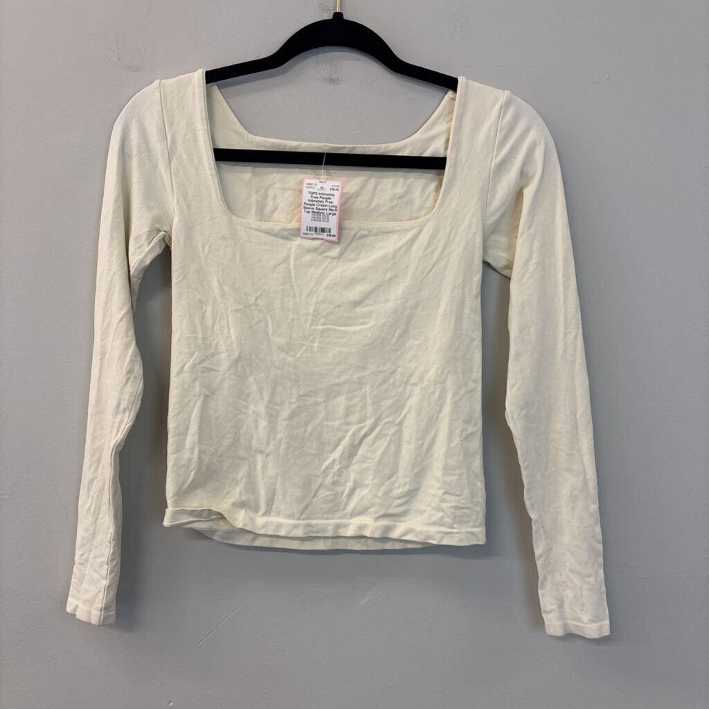 Intimately Free People Cream Long Sleeve Square Neck Top Medium/ Large