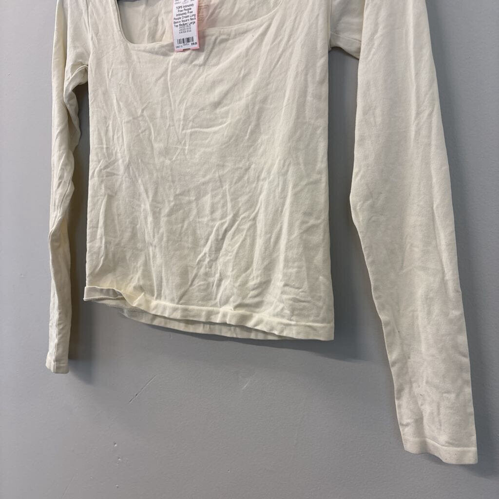 Intimately Free People Cream Long Sleeve Square Neck Top Medium/ Large