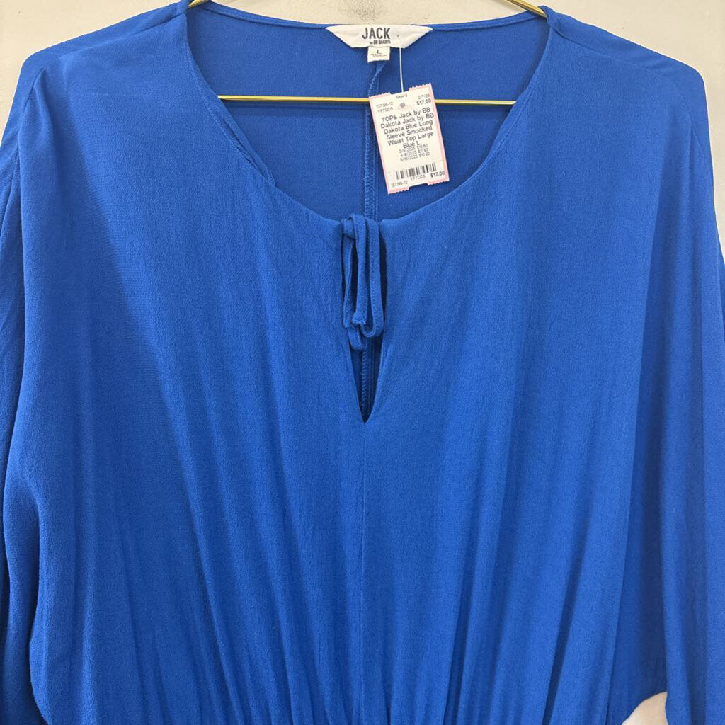 Jack by BB Dakota Blue Long Sleeve Smocked Waist Top Large