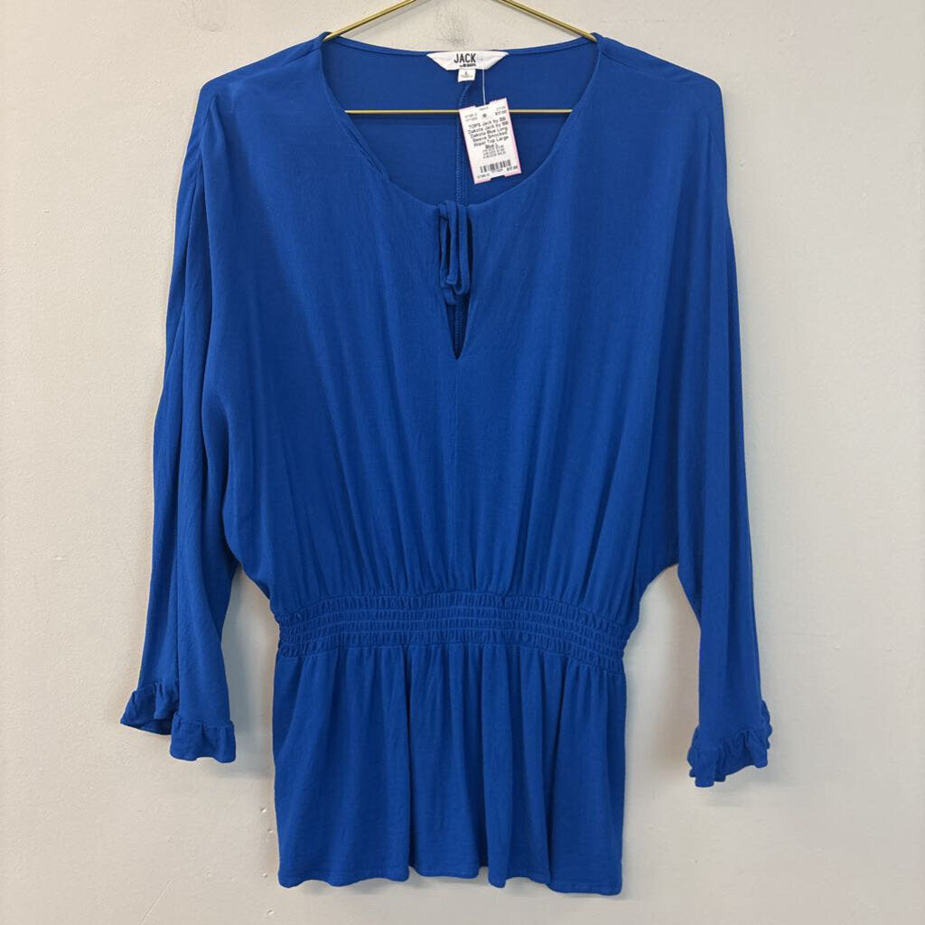 Jack by BB Dakota Blue Long Sleeve Smocked Waist Top Large