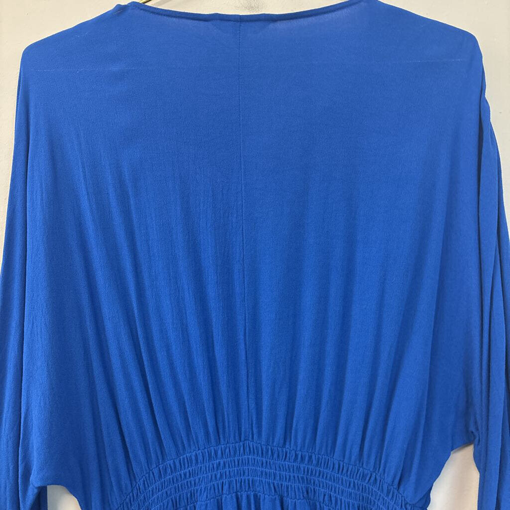 Jack by BB Dakota Blue Long Sleeve Smocked Waist Top Large