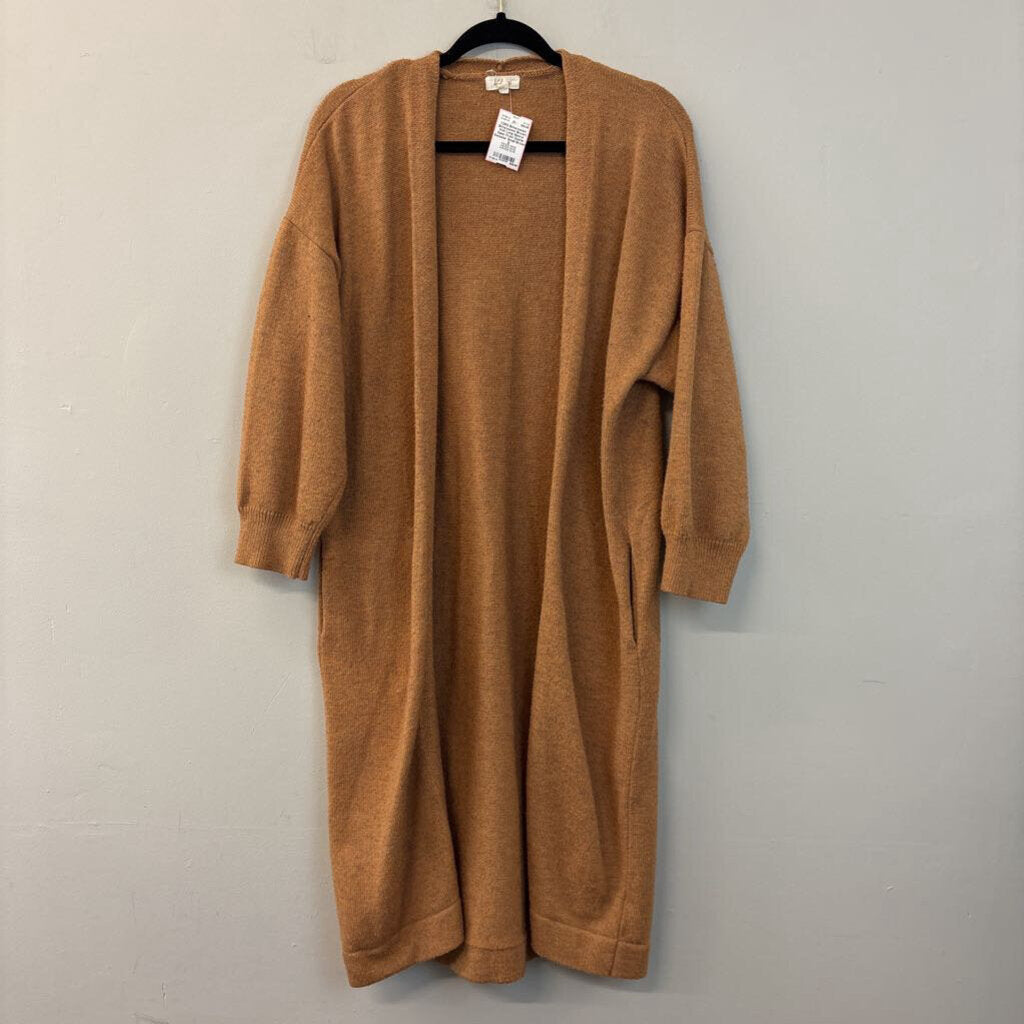 Bittersweet Brown Knit Long Sleeve Open Front Duster Sweater Small