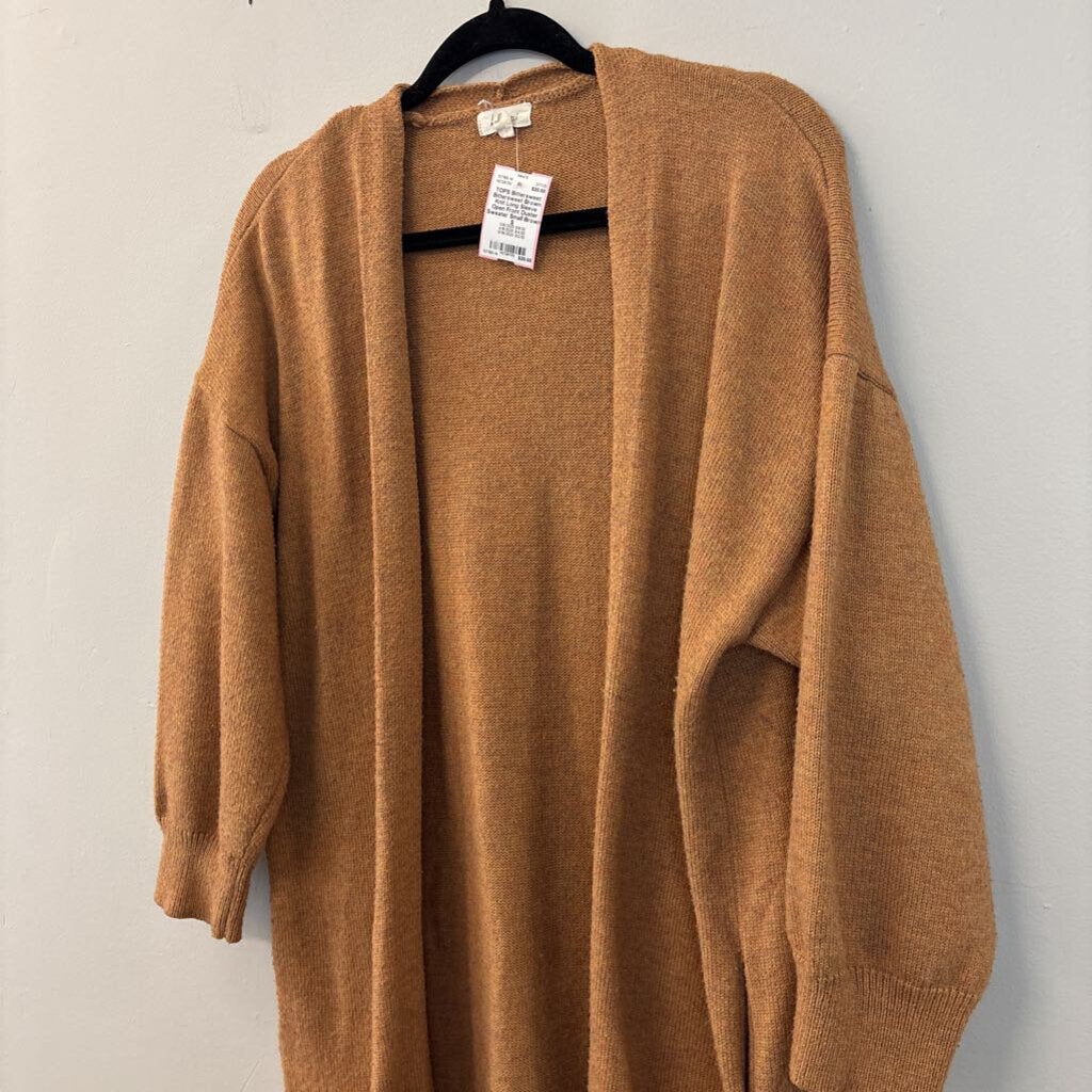 Bittersweet Brown Knit Long Sleeve Open Front Duster Sweater Small