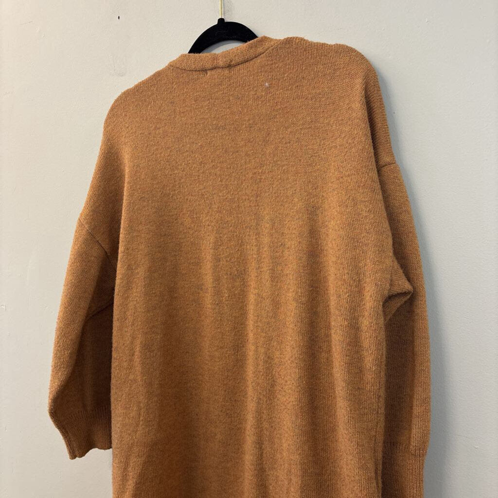 Bittersweet Brown Knit Long Sleeve Open Front Duster Sweater Small