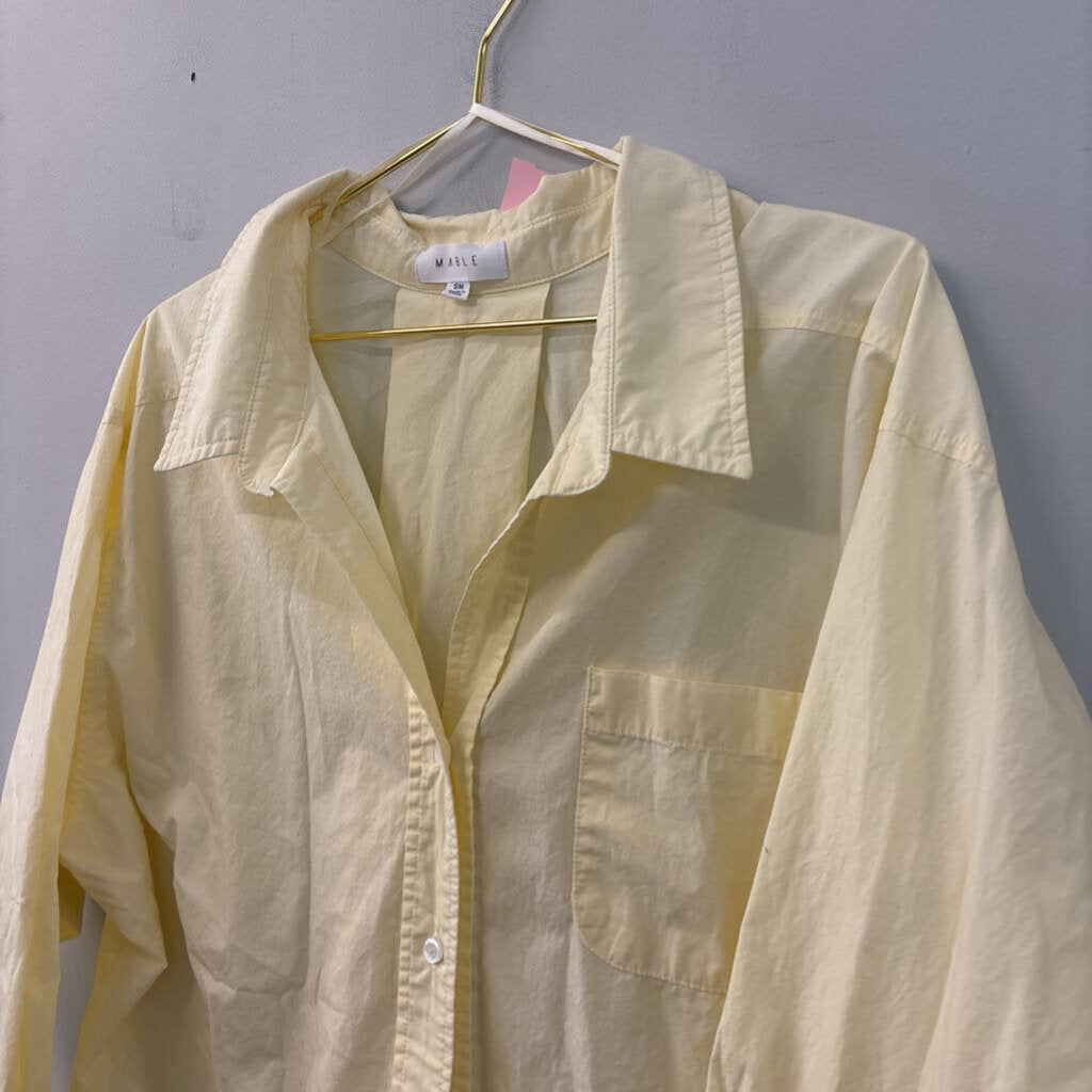 Mable Yellow Long Sleeve Button Down Top Small