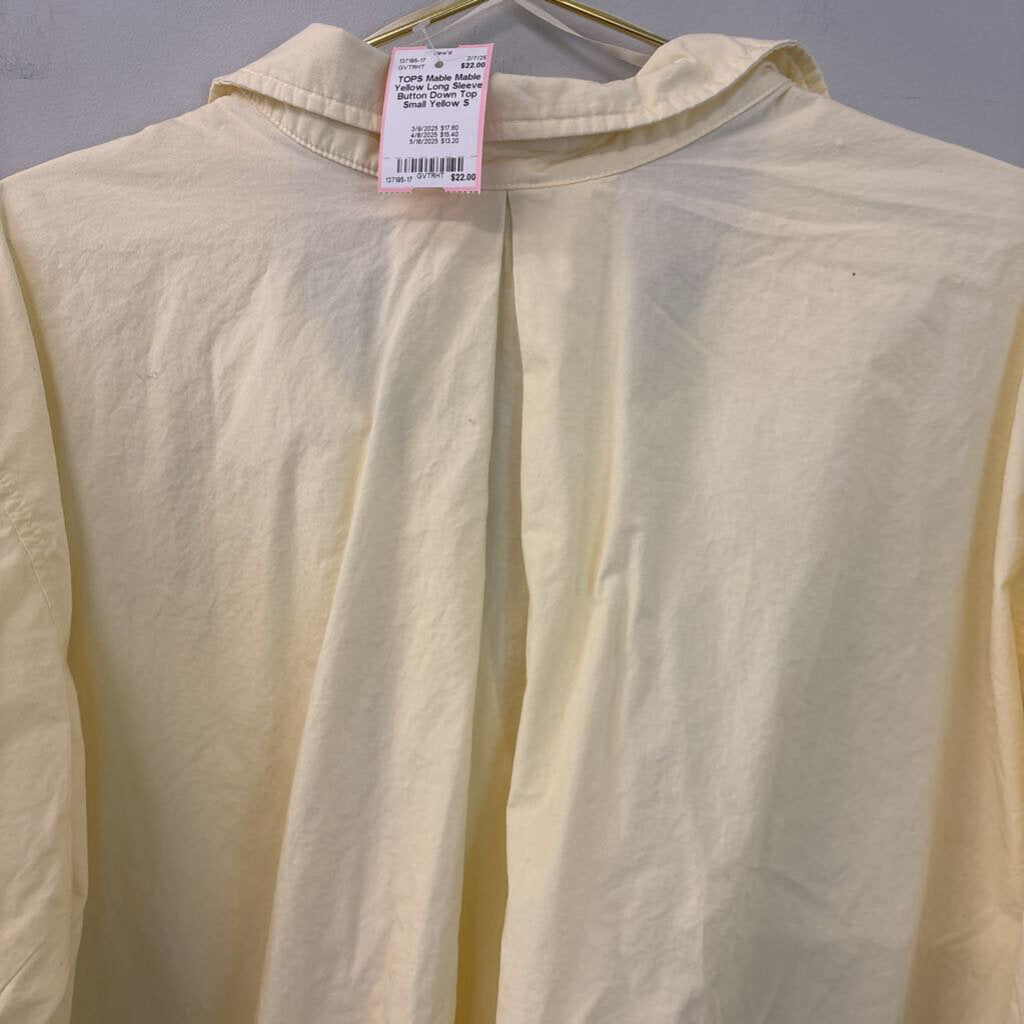 Mable Yellow Long Sleeve Button Down Top Small