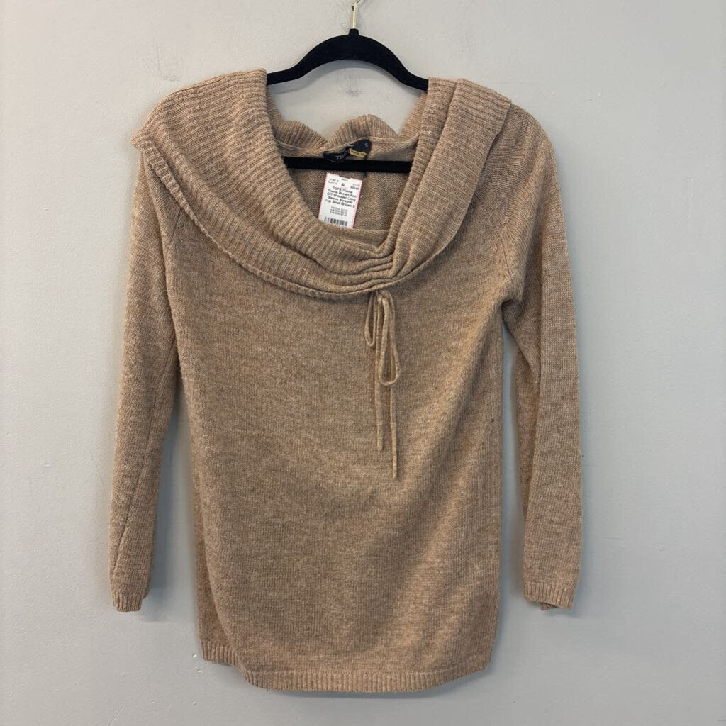 Theme Brown Knit Off Shoulder Long Sleeve Sweater Top Small