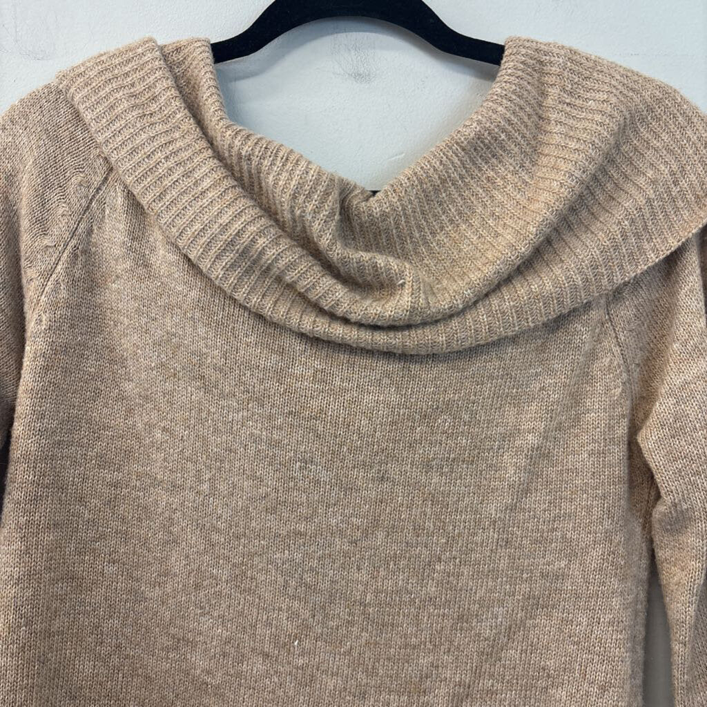 Theme Brown Knit Off Shoulder Long Sleeve Sweater Top Small