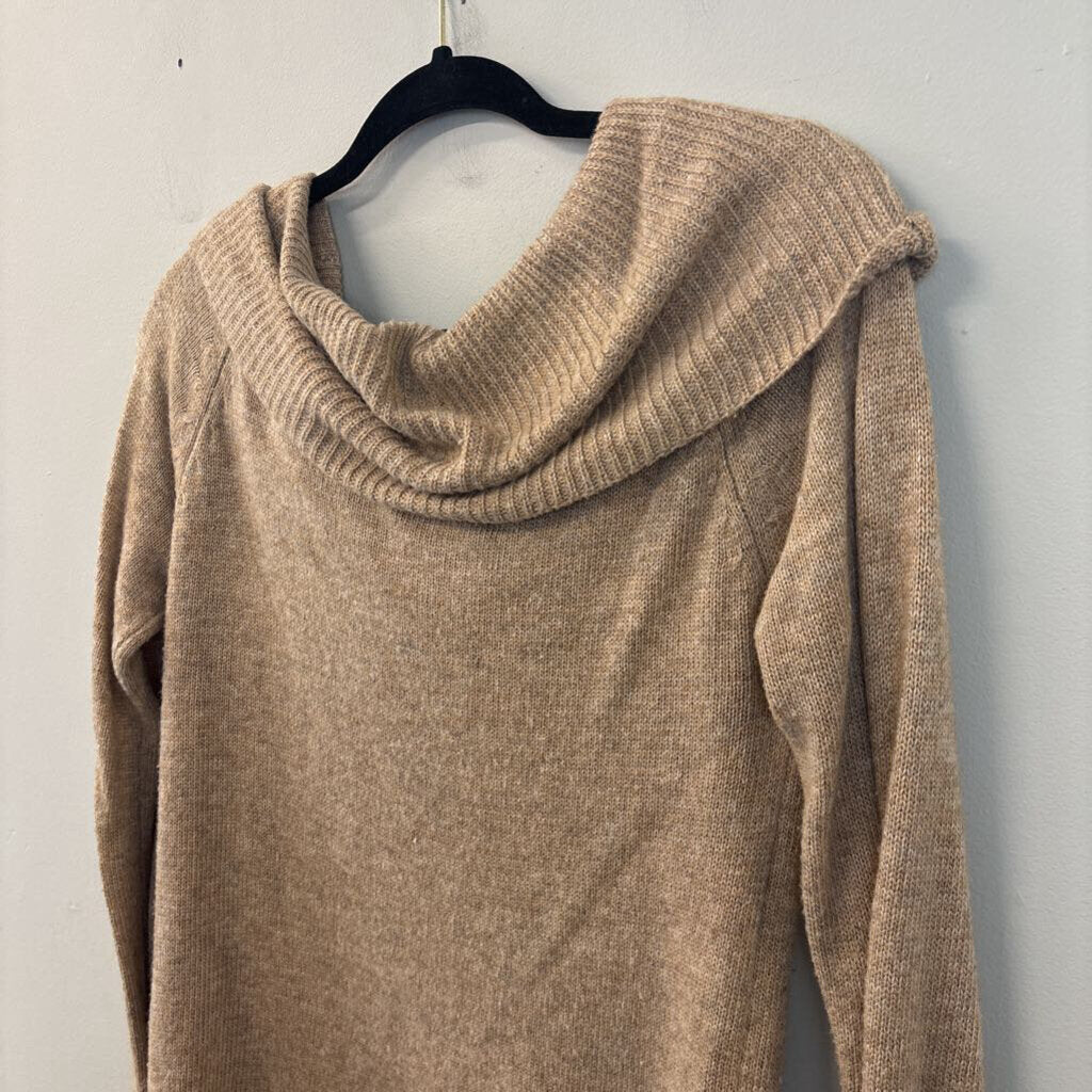 Theme Brown Knit Off Shoulder Long Sleeve Sweater Top Small