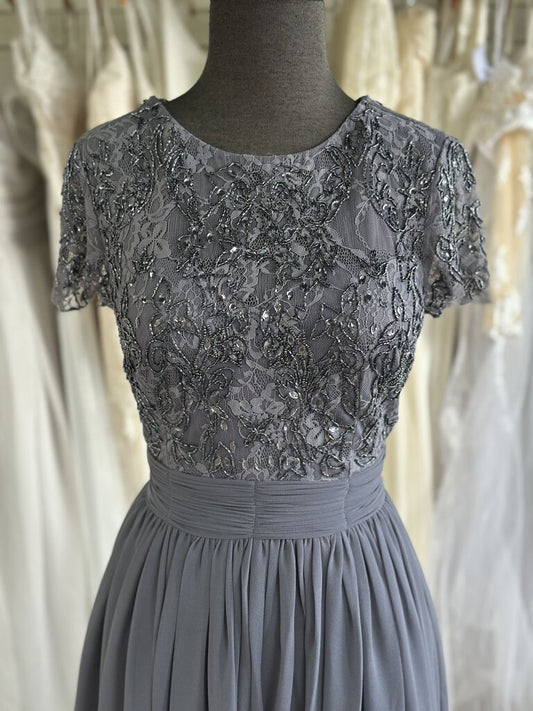 JS Collections Lace Short Sleeve Long Formal 4