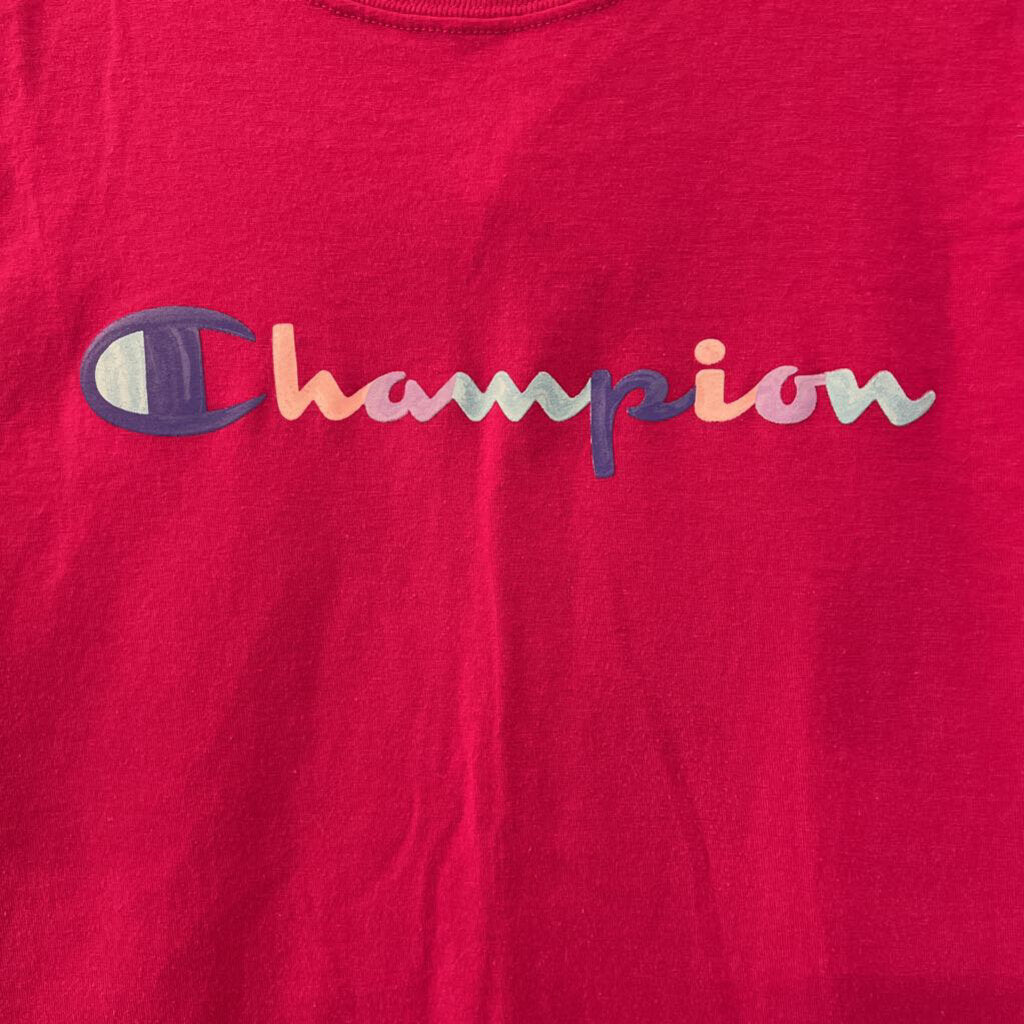 Champion Pink/ Multi Logo Short Sleeve Top Medium