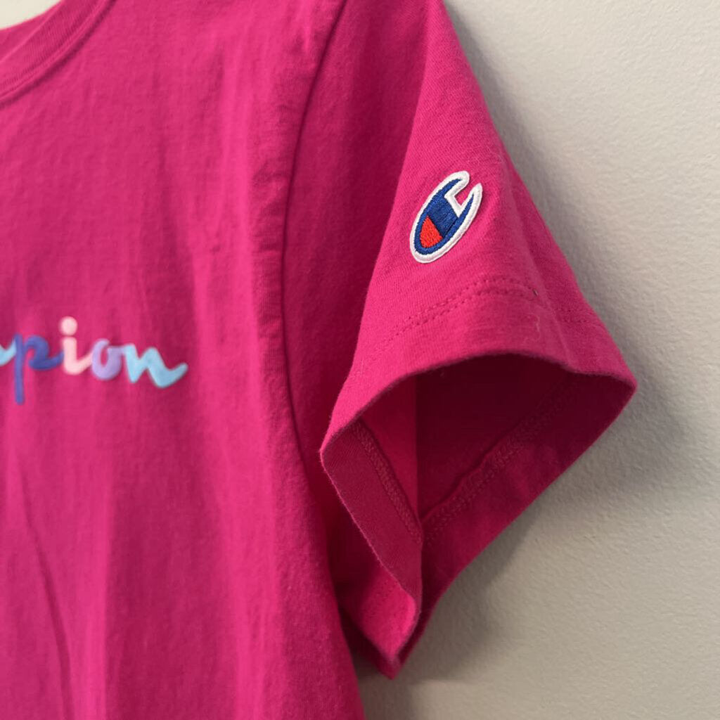 Champion Pink/ Multi Logo Short Sleeve Top Medium