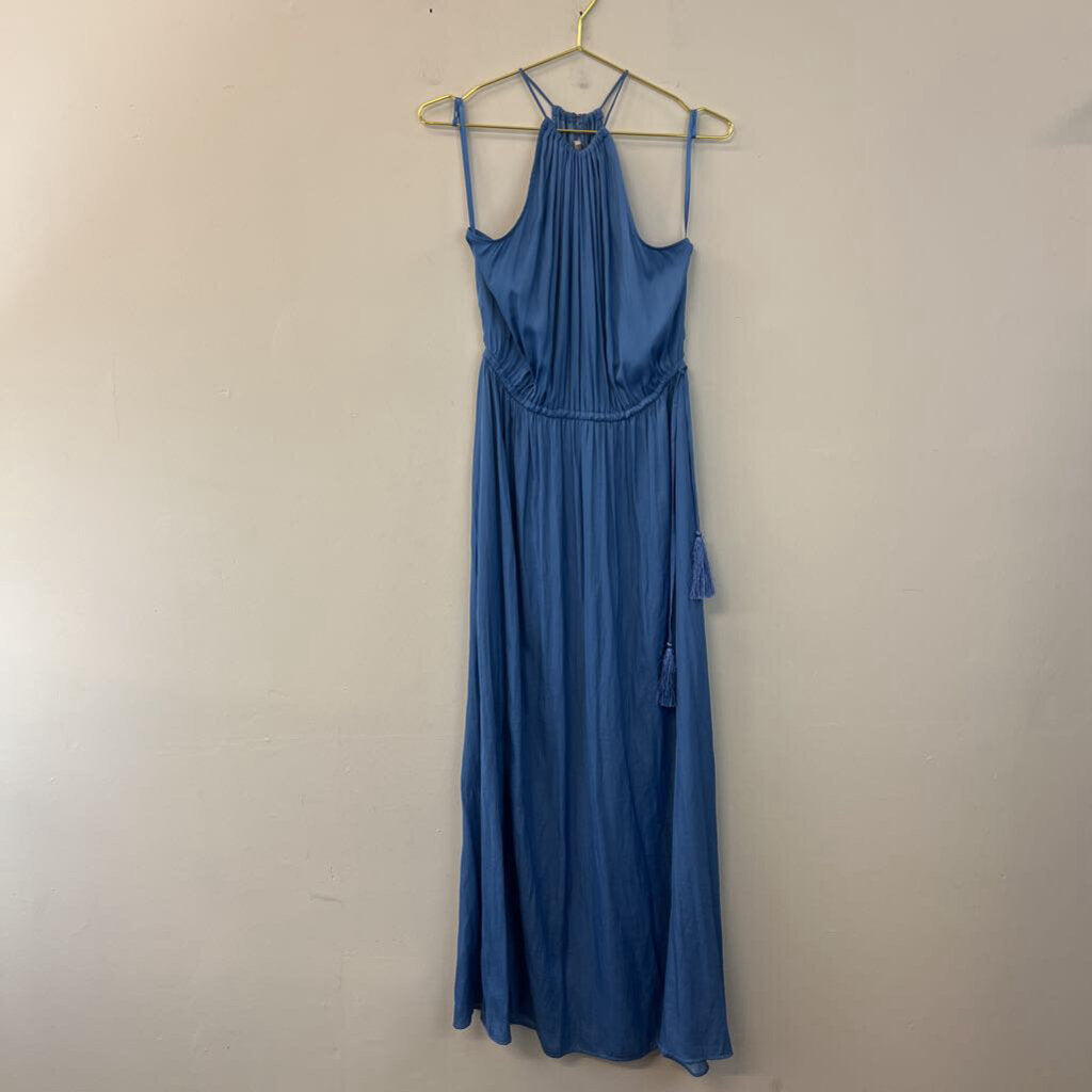 Loft Blue High Neck Maxi Dress Small