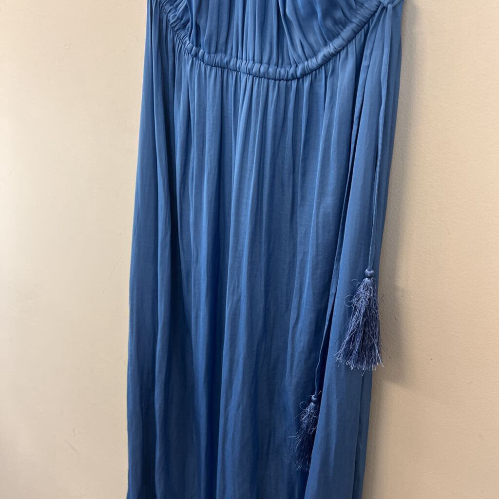 Loft Blue High Neck Maxi Dress Small