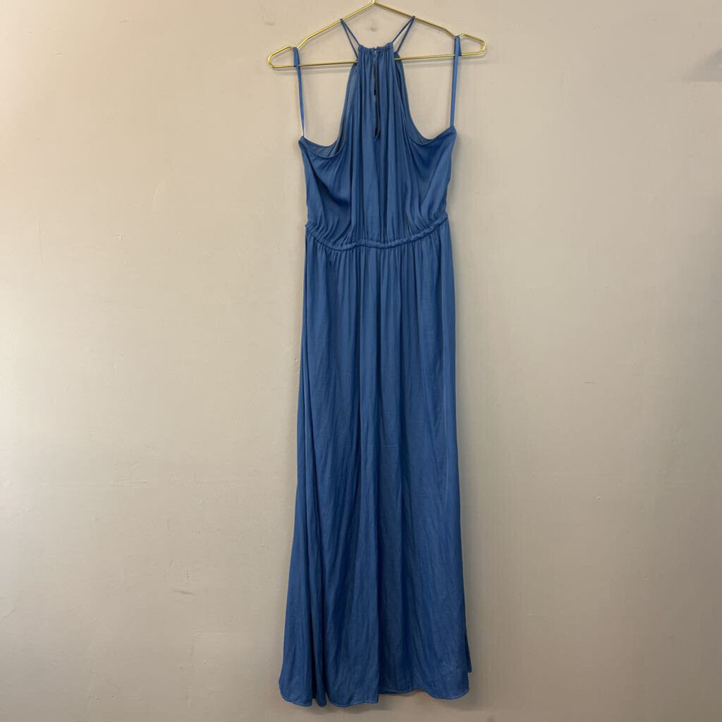 Loft Blue High Neck Maxi Dress Small