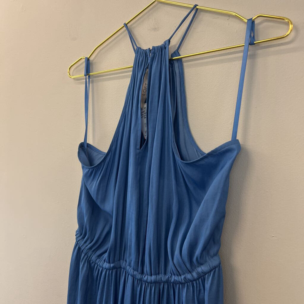 Loft Blue High Neck Maxi Dress Small