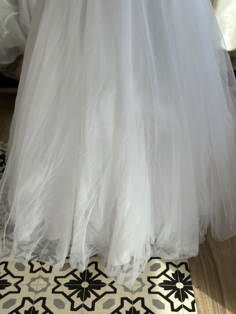 Oleg Cassini Strapless Tulle Belted Bridal Gown 4