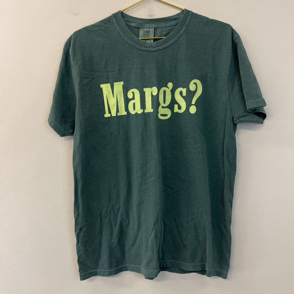 Comfort Colors Green Short Sleeve 'Margs?' Graphic Tee Large