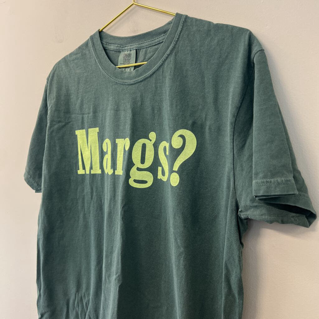 Comfort Colors Green Short Sleeve 'Margs?' Graphic Tee Large